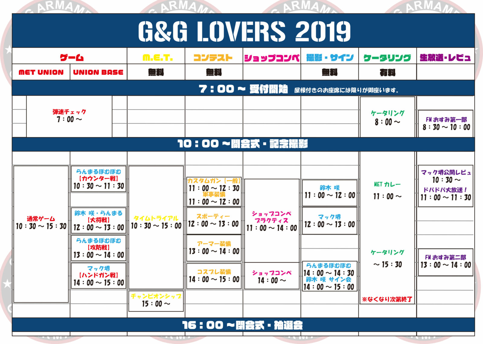 G&Glovers2019タイムテーブル